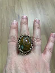 Vintage 60s 70s Gold Ring Cocktail Ring Natural Stone Ring Agate Stone Ring - Etsy Israel