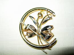 Vintage A. Regal Half Circle 12K GF Pin Brooch w/Bow Flower ...