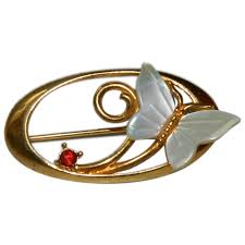 Designer Signed Mother of Pearl Butterfly Brooch. For Sale ...