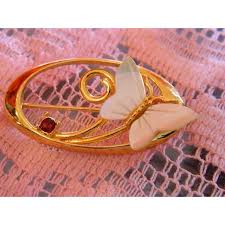 Signed JJ Elegant Mother of Pearl Butterfly Brooch. For Sale ...