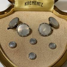 Art Deco Krementz Gold and Mother of Pearl With Platinum ...