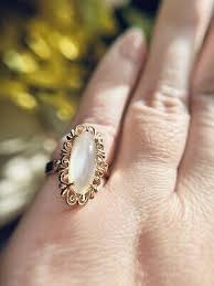Vintage Estate 14k Rose Gold Large Moonstone Cocktail Ring Video | eBay