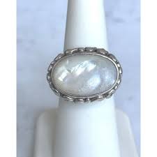 Ornate 925 Sterling Silver & Mother Of Pearl Ring Size 6.75 ...