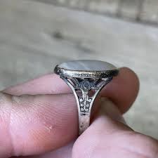 Vintage Ring White Gemstone Sterling Silver Tarnished Size 6 ...