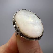 Vintage Sterling Silver 925 Ring Mother of Pearl Size 8.5