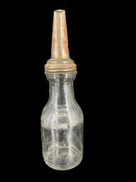 Vintage Duraglas Glass Motor Oil Bottle One Liquid Quart Master MFG Metal Spout | eBay