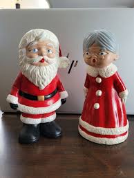 Santa/Mrs. Claus Hand Painted Vintage Ceramic Figures 7 1/2 ...