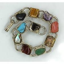VINTAGE International Gemstone Bracelet real gemstones gold ...