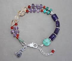 Amethyst Citrine Garnet Turquoise Silver Double Strand Boho ...