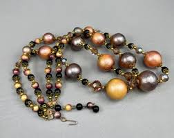 Large Vintage Papier-mâché and Crystal Bead Double-strand Necklace-20 Inches Long. Free Shipping. - Etsy