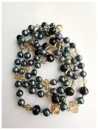 Peacock Grey Topaz Crystal Rope Necklace 46 inches. For Sale at Ruby Lane