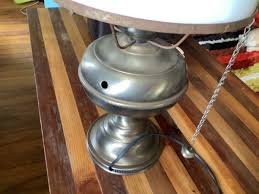 Vtg antique silver Hurricane Oil Electric Lamp milk Glass ...