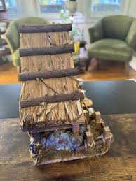 Vintage Christmas Nativity Scene Figure Set and Wood Moss Roof Manger | eBay