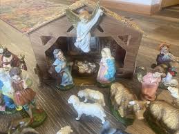 VINTAGE CHRISTMAS NATIVITY Set PAPER MACHE OLD JAPAN 18 Pcs ...