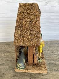 Vintage Nativity Wood Manger Crèche With Celluloid Figures 9” T X 10.5”W | eBay