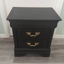 Refurbished 2 Drawer Wood Nightstand End table Black Gold 22 ...