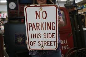 Vintage Retired NO PARKING THIS SIDE OF STREET Road 18" Metal Gas Oil Sign | eBay