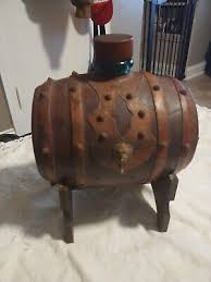 Vintage Leather Bound Decanter Whiskey Barrel Lion Crest With Wooden Stand | eBay