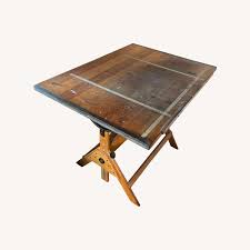 Vintage Wood and Iron Adjustable Drafting Table - AptDeco