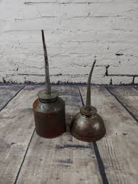 Lot Of 2 Vintage Metal Oil Cans W/Spout - 6 3/4" X 9" | eBay