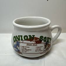 Vintage Onion Soup Recipe Mug, Coffee Cup, Ceramic Cup Bowl ...