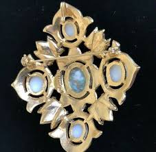 Vintage Sarah Coventry Faux Pearl & Turquoise Gold Tone Brooch, Pendant Signed | eBay