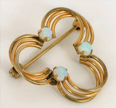 VINTAGE DESIGNER SIGNED WINARD YELLOW GOLD FILLED UNIQUE SHAPE OPAL BROOCH PIN ! | eBay