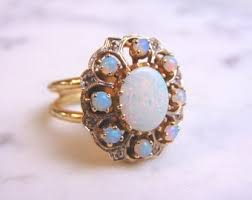 Women's Vintage Estate 14k Gold Opal & Diamond Ring 10.0g ...