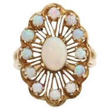 Vintage Butterfly Ring Opal Diamond Blue Enamel Wings 14 ...