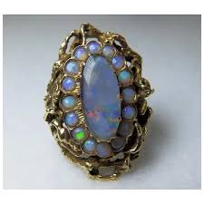 Vintage Black Opal 14K+ Ring. For Sale at Ruby Lane