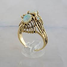 14K Yellow Gold Opal Filigree Ring Size 7.75 | eBay