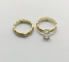 Vintage 18kt Gold Emerald Cut Diamond Engagement Ring: Hand ...