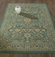 Teal / Beige Floral Area Rugs Non-Slip/ No Skid – Ashley Area Rugs