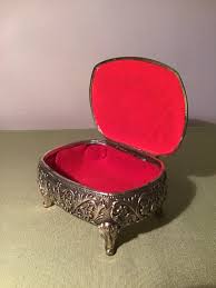 Stunning Vintage Ornate Lidded Trinket Box / Jewellery Box ...