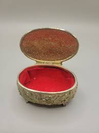 Vintage MCM Japan Lidded Trinket Box Green Stone 4 Legs ...