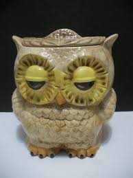 5 pc Vtg Sittre Mold Ceramic Dual Sided Owl Canister Set Sugar Cream Sleepy Owls | eBay