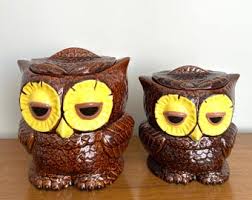 Vintage Owl Ceramic Kitchen Canisters: 1970s Retro Decor, Set of 4 - Etsy