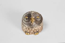 Vintage Owl Jewelry Box: Silver & Brass Tone, Velvet Lined ...
