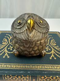 Vintage Metal Silver/gold Colored Owl Music Box/ Made in ...