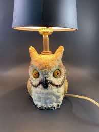 Vintage Working Plaster Owl Lamp MCM Decor Mid Century Modern - Etsy