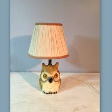 Vintage Plaster Owl Table Lamp With Shade, Chalkware Owl Lamp - Etsy India