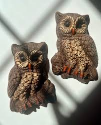 Set of 2 Vintage Owl Wall Hangings - Etsy