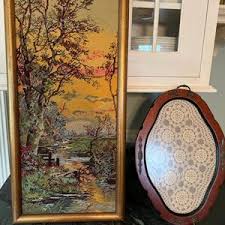 Vintage Nautical Embroidered Table Cover: 1980s Tapestry ...