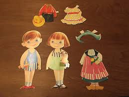 Large Boy Girl Paper Doll Lot Cut Out Clothes Dutch Costume Farmer Straw Hat | eBay