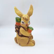 Paper mache Easter Bunny rabbit hand painted spring folk art ...