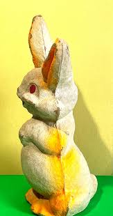 Vintage 1950's 60's Black Light Paper mâche Easter Bunny 9.5 ...