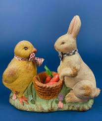 Ceramic Bunny Figurine. Hand-Painted Vintage Easter Display ...