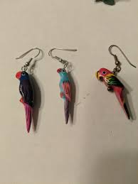 Hand-painted Tropical Bird Earrings And Necklaces Lot | eBay