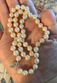 Cultured PEARLS with 10K GOLD filigree Clasp Necklace Strand 7.5 mm 16" | eBay