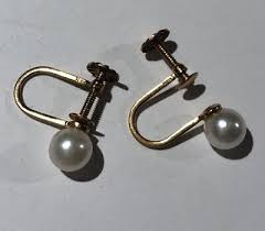 Vintage Mid Century 14k Gold Pearl Screw On Earrings By “Dynasty” Original Box | eBay